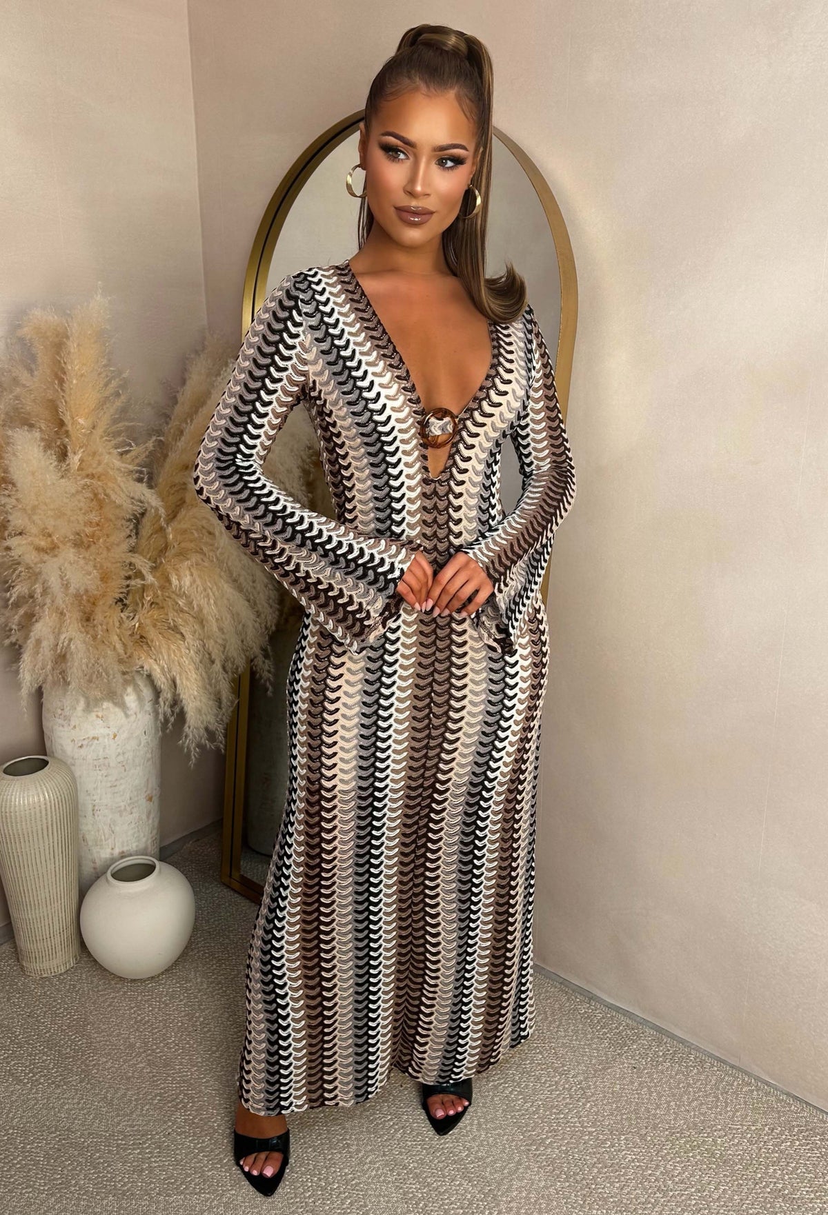 Bring On The Style Brown Zig Zag Maxi Dress