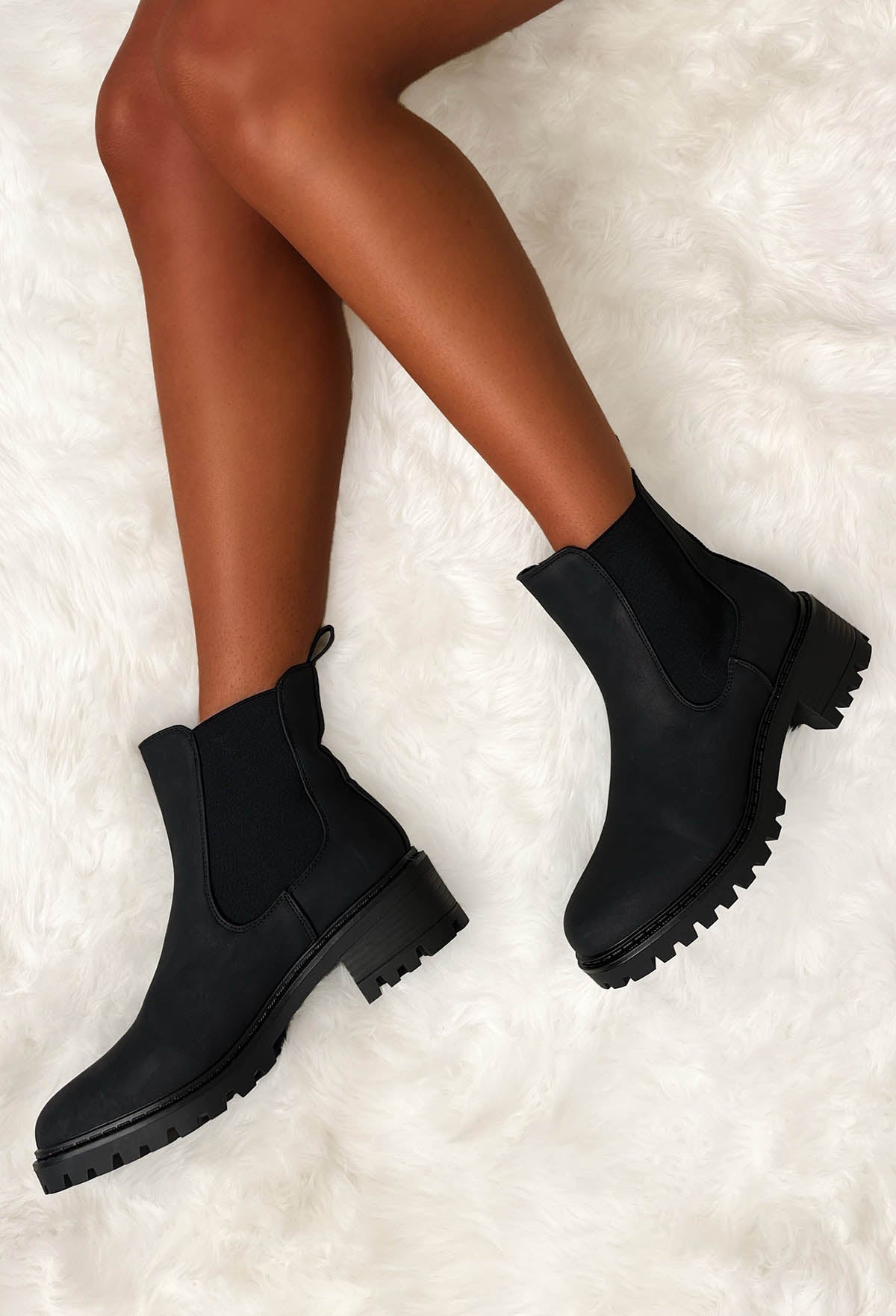Iconic Moves Black Faux Leather Chelsea Boots