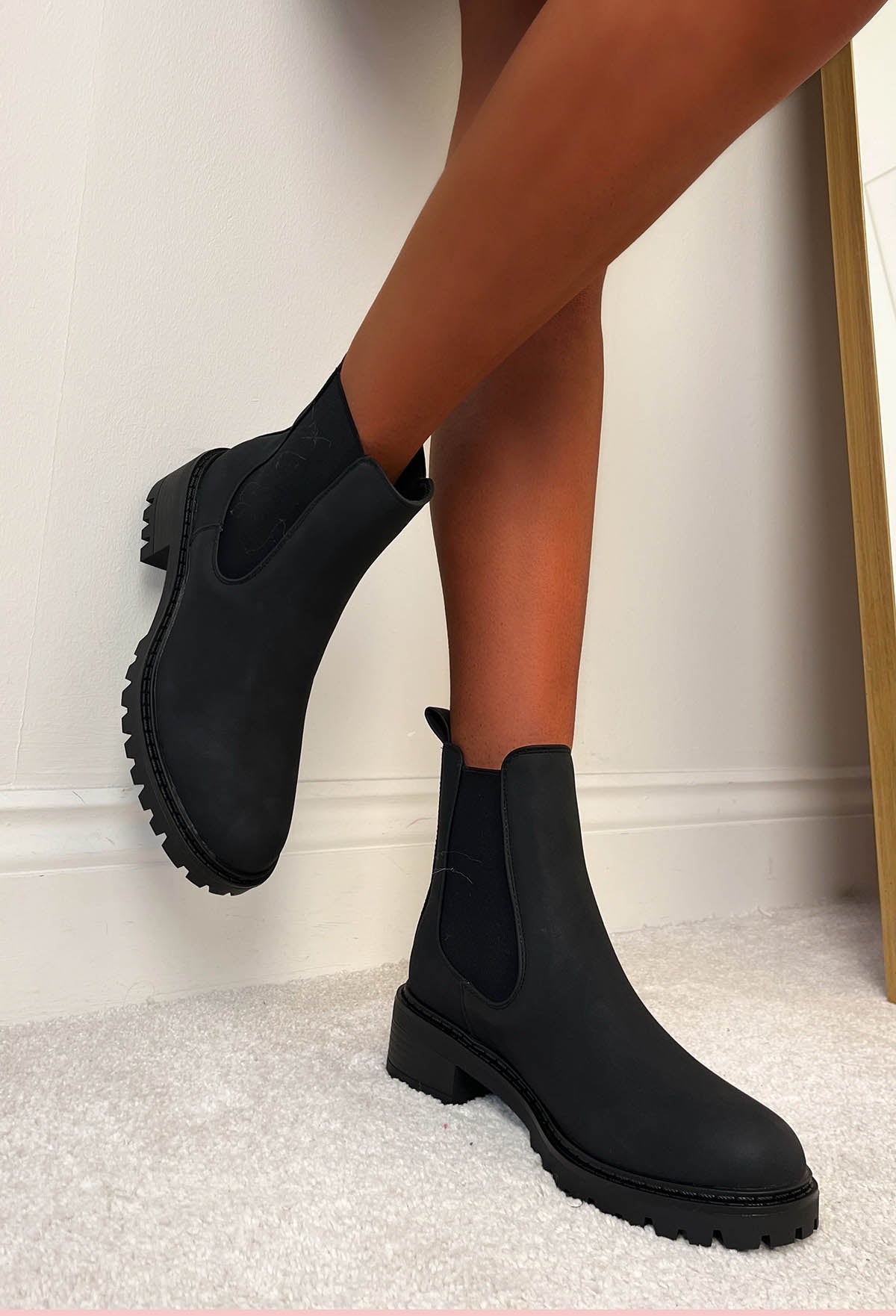 Iconic Moves Black Faux Leather Chelsea Boots