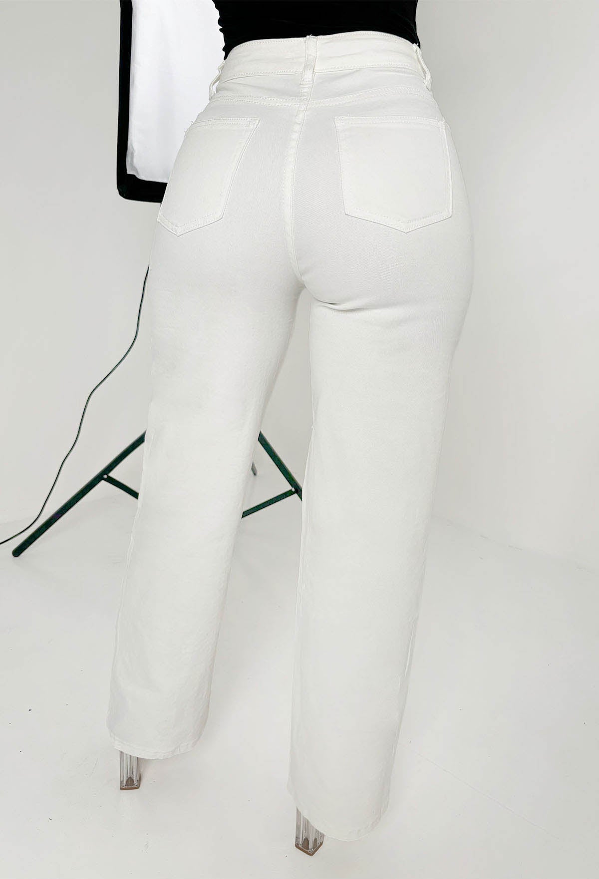 Lace Me Up White Lace Front Stretch Jeans