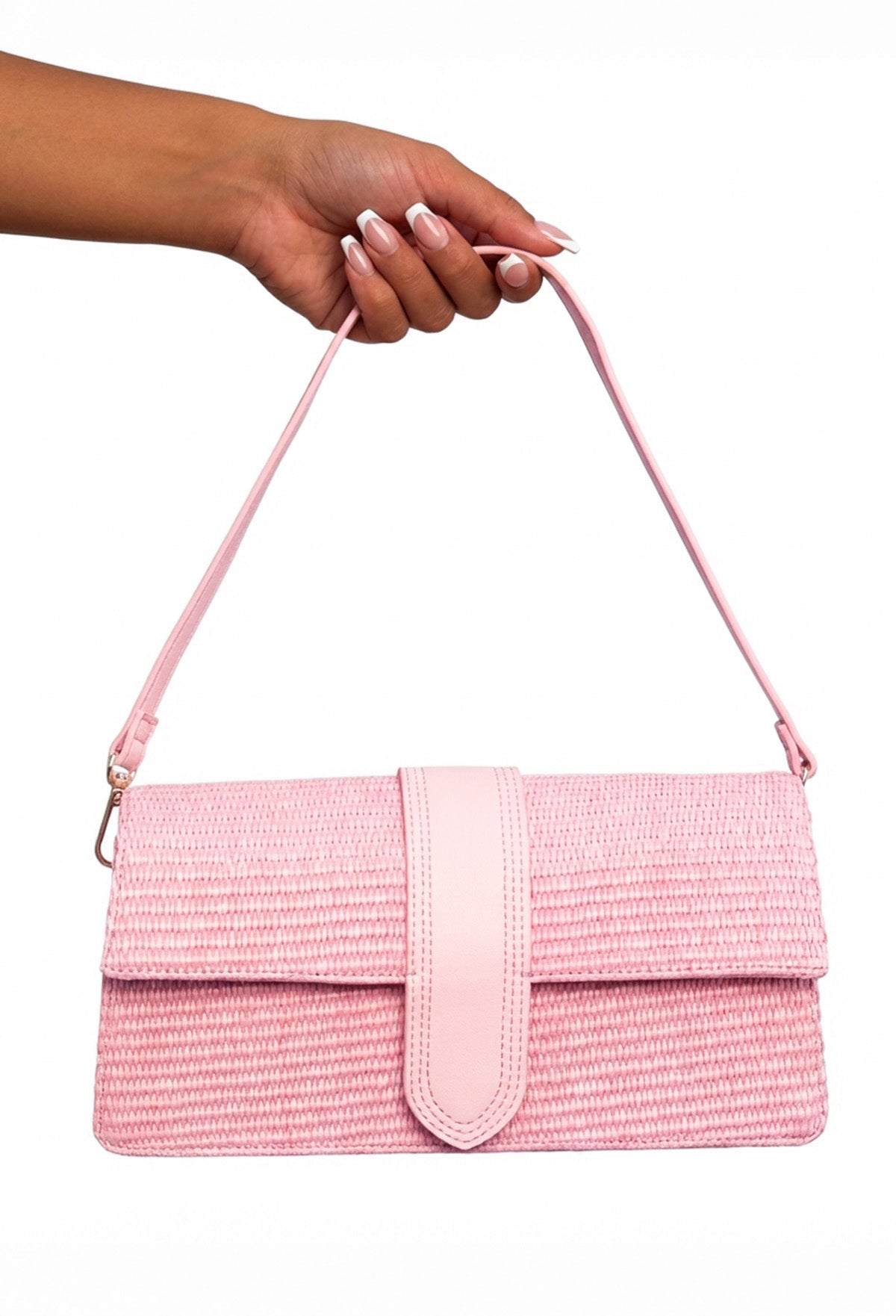 Mila Pink Raffia Bag
