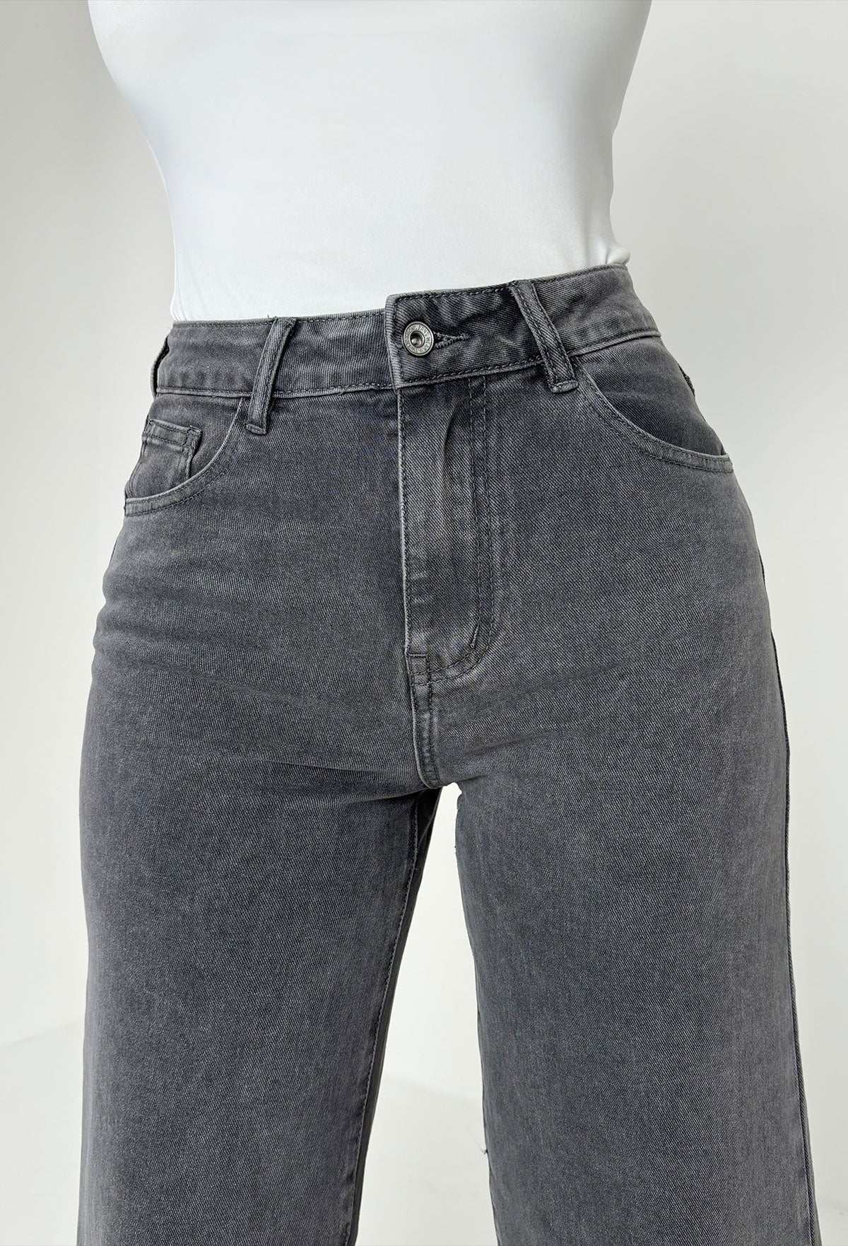 Rae Grey Super-Stretchy Flared Wide Leg Jeans