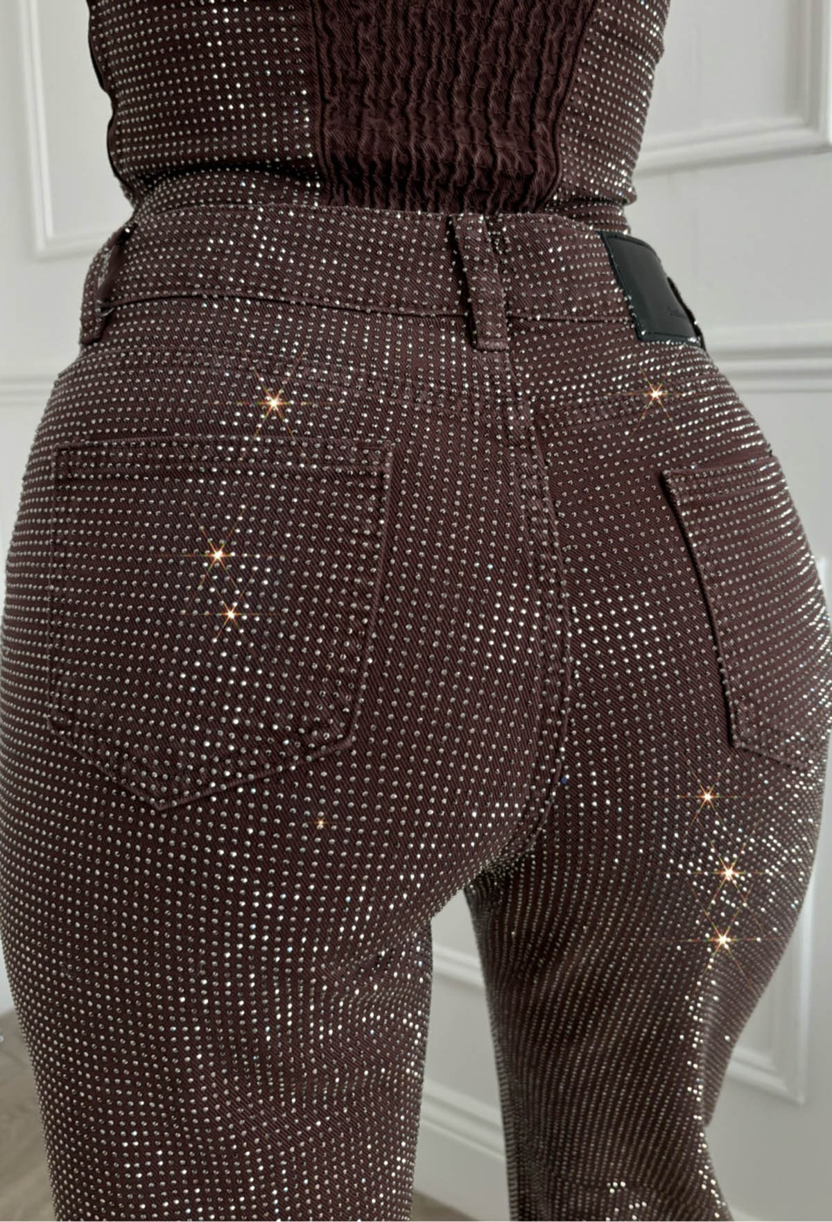 Ultimately Yours Brown Top & Ultimate Sparkle Brown Diamante Jeans Set